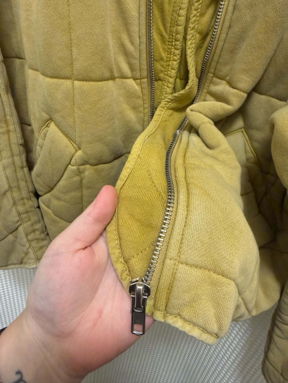 Free People Quilted Zip Jacket in Mustard - Picture 8 of 11